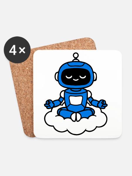 AI Human Fan Club Schwebender Roboter - Untersetzer (4er-Set) - Weiß
