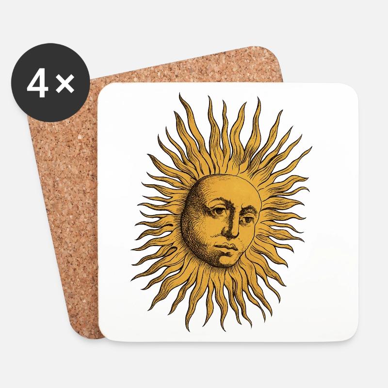 Goldene Sonnengestalt - Untersetzer (4er-Set) - Weiß