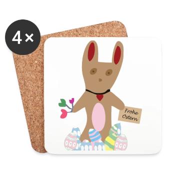 Rabbit wishes Happy Easter - Coasters (set of 4) - white - Front
