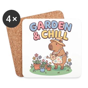 Garden & Chill Capybara Illustration - Coasters (set of 4) - white - Front