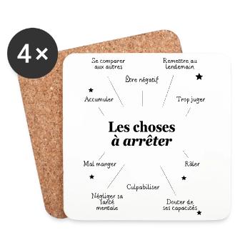 CITATION. HUMOUR. RESOLUTION. NOËL. ANNEE - Dessous de verre (lot de 4) - blanc - Devant