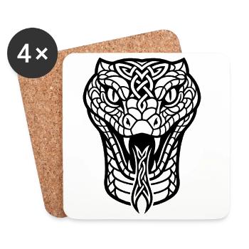 Conception de la mythologie nordique du serpent de mer viking - Dessous de verre (lot de 4) - blanc - Devant