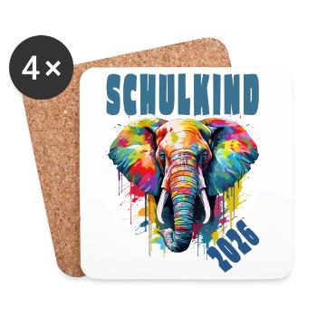 Elephant Schoolchild 2026 Animal School Enrollment - Coasters (set of 4) - white - Front