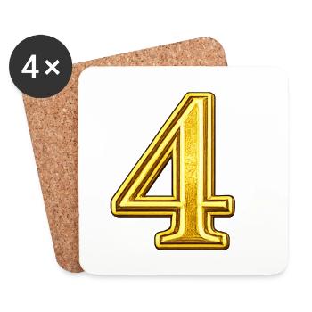 Goldene Vier Ziffer – Luxus Typografie - Untersetzer (4er-Set) - Weiß - Vorne
