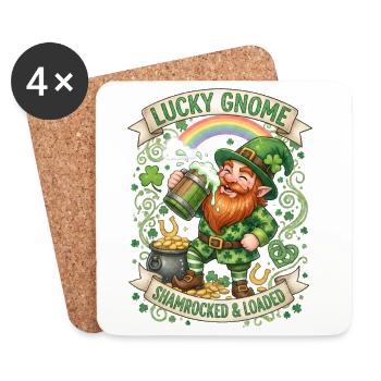 Lucky Gnome Shamrocked And Loaded Funny Quote - Coasters (set of 4) - white - Front