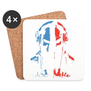 Headphone Skull in Tricolor - Coasters (set of 4) - white - Front