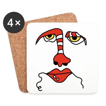 Abstract face with stripes - Coasters (set of 4) - white - Front