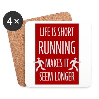 Life Is Short Running Makes It Seem Longer Funny - Coasters (set of 4) - white - Front