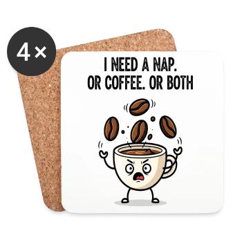 Nap or Coffee Cup Mood - Coasters (set of 4) - white - Front