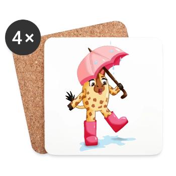 Lina la girafe sous la pluie - Dessous de verre (lot de 4) - blanc - Devant