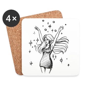 Dancing Woman Empowerment - Illustration - Coasters (set of 4) - white - Front
