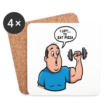 Pizza Lift Cartoon-Tee - Untersetzer (4er-Set) - Weiß - Vorne