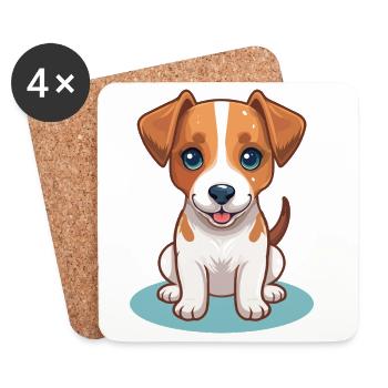 Little Cartoon Puppy - Coasters (set of 4) - white - Front