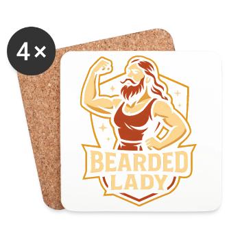Dame de cirque à la barbe – Cirque pour enfants drôles - Dessous de verre (lot de 4) - blanc - Devant