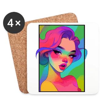 Glam Girl Portrait - Coasters (set of 4) - white - Front