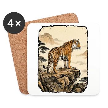 Forêt asiatique du tigre - Dessous de verre (lot de 4) - blanc - Devant