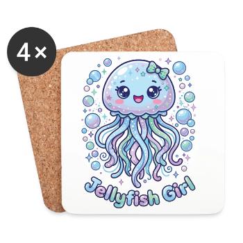 Femmes esthétiques de la Fille Méduse de Kawaii - Dessous de verre (lot de 4) - blanc - Devant