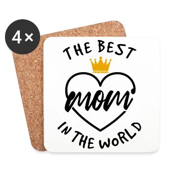 Meilleure Chemise Maman du Monde – Couronne Design - Dessous de verre (lot de 4) - blanc - Devant