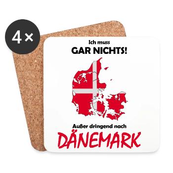 Dänemark Karte mit Flagge und Spruch - Untersetzer (4er-Set) - Weiß - Vorne