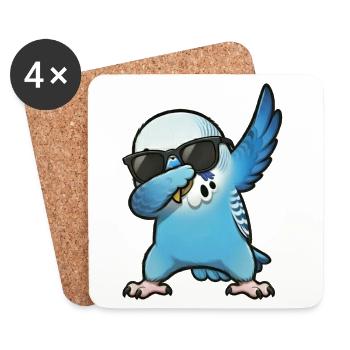 Tamponnement de Budgie Blue - Dessous de verre (lot de 4) - blanc - Devant