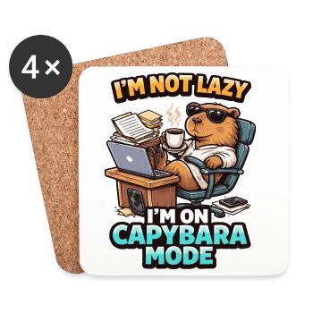 Capybara-Modus Kein Fauler Bär - Untersetzer (4er-Set) - Weiß - Vorne