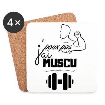 Musculation Vintage Minimal - Dessous de verre (lot de 4) - blanc - Devant