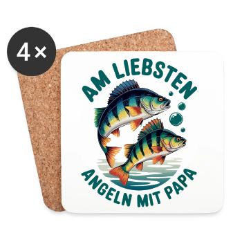 Angeln mit Papa - Untersetzer (4er-Set) - Weiß - Vorne