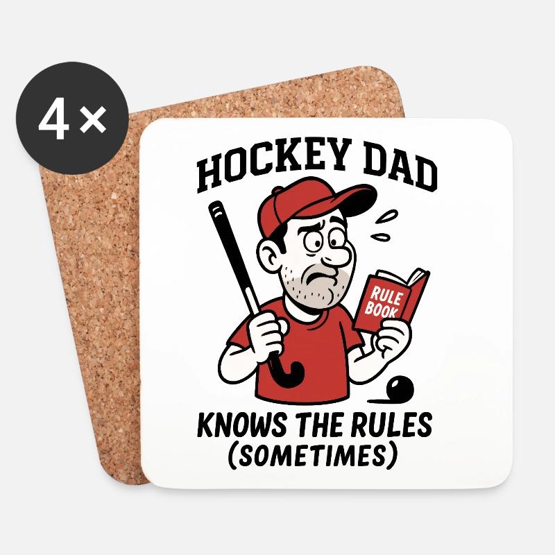 Hockey Dad - Knows the rules (sometimes) - Coasters (set of 4) - white