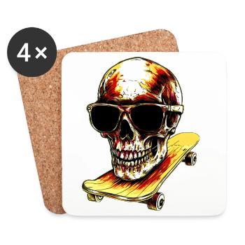 Skull Skateboarder - Coasters (set of 4) - white - Front