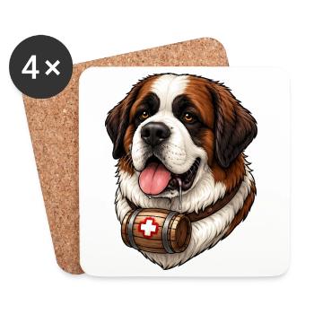 St. Bernard Shirt Dog Lover Gift - Coasters (set of 4) - white - Front