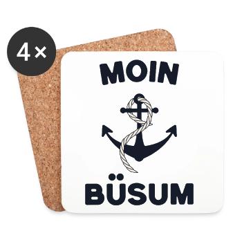 Moin Büsum – Maritimes Anker-Design - Untersetzer (4er-Set) - Weiß - Vorne