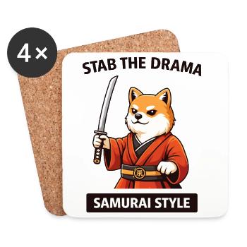 Samurai Shiba: Stab the Drama - Coasters (set of 4) - white - Front