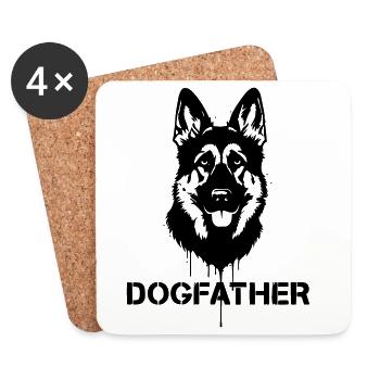 Père chien cool Berger allemand Papa - Dessous de verre (lot de 4) - blanc - Devant