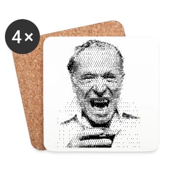 Charles Bukowskis Rasterporträt - Untersetzer (4er-Set) - Weiß - Vorne