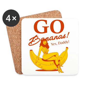 Fille sur une banane - Dessous de verre (lot de 4) - blanc - Devant