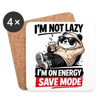 Energy Save Mode Panda - Coasters (set of 4) - white - Front