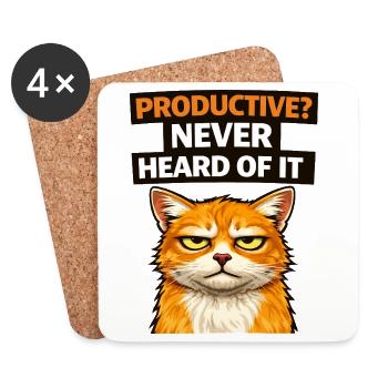 Sarcastic Cat Productivity Quote Meme - Coasters (set of 4) - white - Front