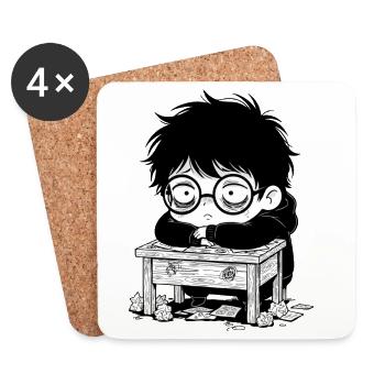 Student Burnout Office Blank Stare - Coasters (set of 4) - white - Front