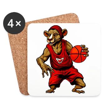 Basketball Ratte - Untersetzer (4er-Set) - Weiß - Vorne
