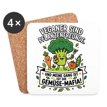 Veganer Gemüse Mafia Humor Spruch - Untersetzer (4er-Set) - Weiß - Vorne