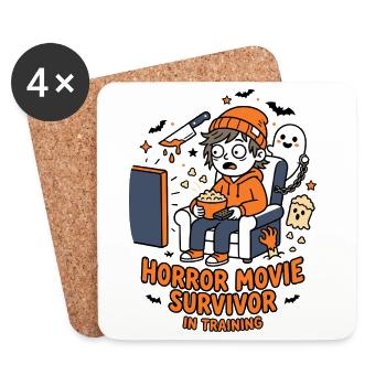 Humour de la formation des survivants dans un film d’horreur - Dessous de verre (lot de 4) - blanc - Devant