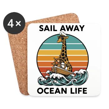 Giraffe Marine Sail Away Ocean Life - Coasters (set of 4) - white - Front