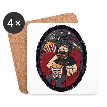 Horror Popcorn Cinema Evening Humor - Coasters (set of 4) - white - Front