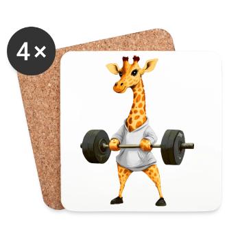 Sport de la girafe - Dessous de verre (lot de 4) - blanc - Devant