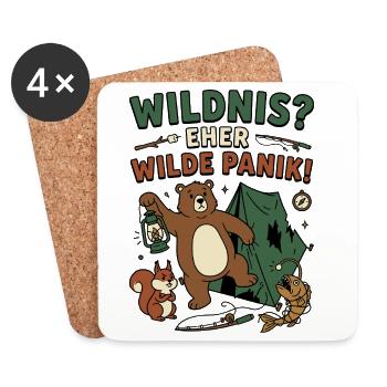 Wildnispanik Bärencamp Illustration - Untersetzer (4er-Set) - Weiß - Vorne