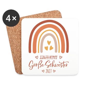 Große Schwester 2027 Boho Regenbogen  - Untersetzer (4er-Set) - Weiß - Vorne