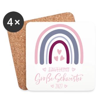 Große Schwester 2027 Boho Regenbogen - Untersetzer (4er-Set) - Weiß - Vorne