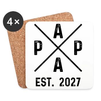 Papa Est. 2027 - Untersetzer (4er-Set) - Weiß - Vorne