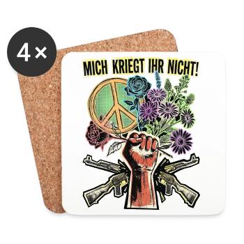 Frieden Blumen Gegen Krieg - Untersetzer (4er-Set) - Weiß - Vorne