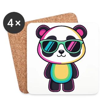 Rainbow Panda Sunglasses - Coasters (set of 4) - white - Front